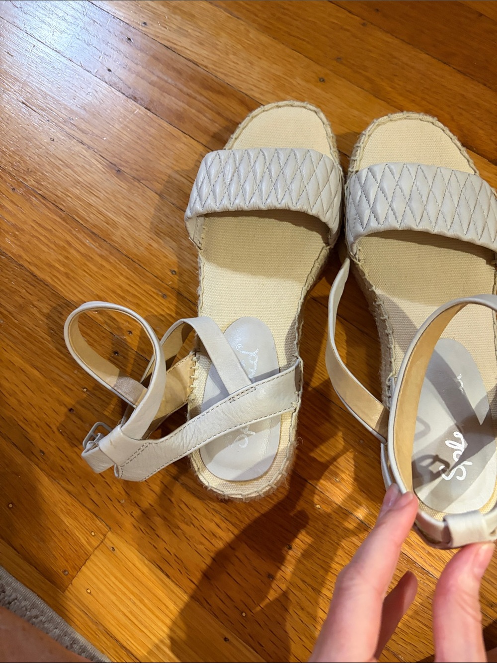 Splendid Neutral Quilted Espadrille Sandals in Cream